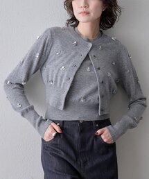 ビーズ刺繍ニットカーディガン