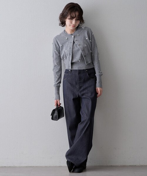 Whim Gazette(ウィムガゼット)の「ビーズ刺繍ニットカーディガン(カーディガン/ボレロ・レディース・ミント/グレー・FREE)」の21枚目の写真