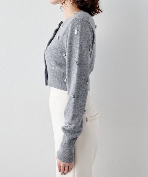 Whim Gazette(ウィムガゼット)の「ビーズ刺繍ニットカーディガン(カーディガン/ボレロ・レディース・ミント/グレー・FREE)」の9枚目の写真