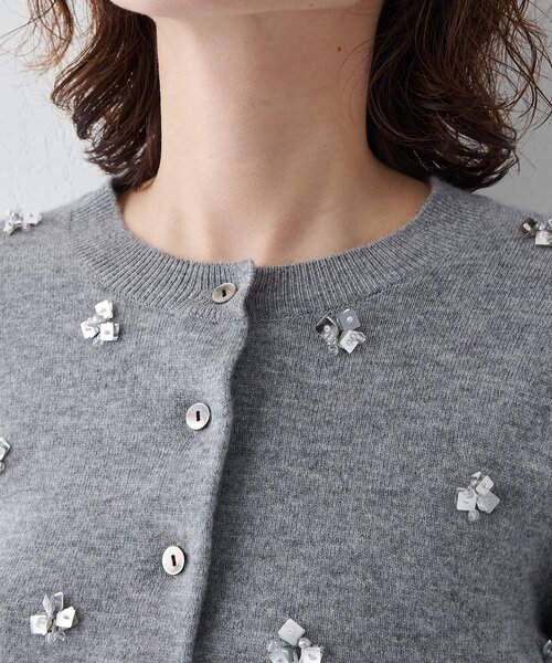 Whim Gazette(ウィムガゼット)の「ビーズ刺繍ニットカーディガン(カーディガン/ボレロ・レディース・ミント/グレー・FREE)」の7枚目の写真
