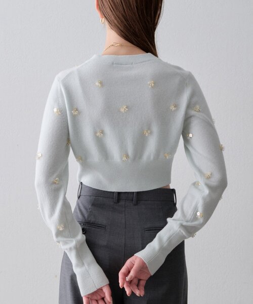 Whim Gazette(ウィムガゼット)の「ビーズ刺繍ニットカーディガン(カーディガン/ボレロ・レディース・ミント/グレー・FREE)」の15枚目の写真