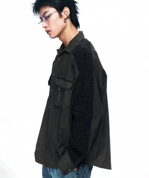 RSSC（アールエスエスシー）の「KNIT MIX CURVED SHIRT - BLACK（シャツ/ブラウス・レディース・その他・1/2）」の5枚目の写真