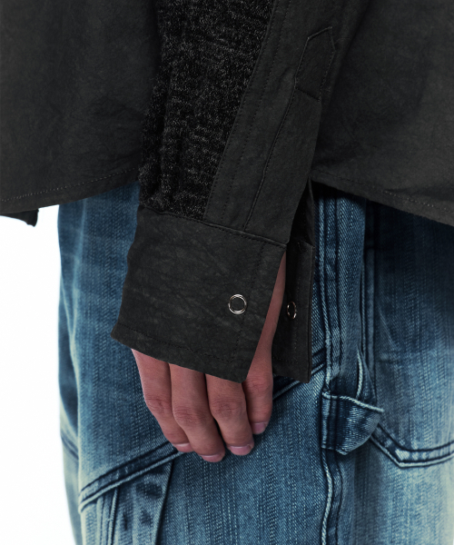 RSSC（アールエスエスシー）の「KNIT MIX CURVED SHIRT - BLACK（シャツ/ブラウス・レディース・その他・1/2）」の2枚目の写真
