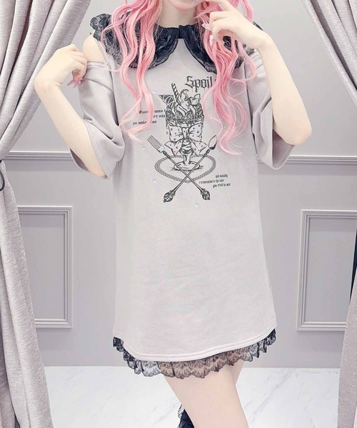 MA*RS（アメーバーマーズ）の「りぼんパフェ肩あきZIPロンT（ワンピース・レディース・ホワイト/ブラック/ピンク・FREE）」の3枚目の写真