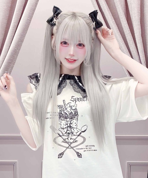 MA*RS（アメーバーマーズ）の「りぼんパフェ肩あきZIPロンT（ワンピース・レディース・ホワイト/ブラック/ピンク・FREE）」の21枚目の写真
