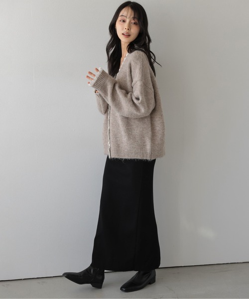 AMELY(エミリー)の「フリルニットカーディガン/羽織り/ふんわり(カーディガン/ボレロ・レディース・ブラック/ベージュ/グレー・フリー)」の11枚目の写真