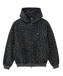 LEOPARD ZIP HOODED SWEATSHIRT