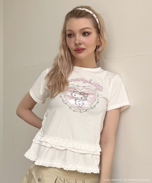 MORE self LOVE(モアセルフラブ)の「【CHARMMY KITTY】HEART TEE(Tシャツ/カットソー・レディース・ブラック/オフホワイト・FREE)」の3枚目の写真