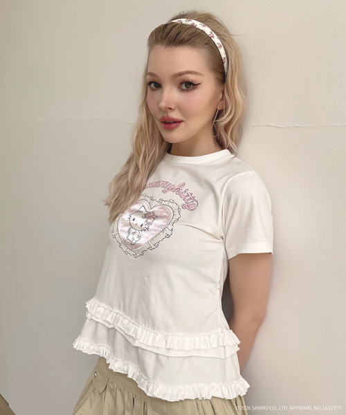 MORE self LOVE(モアセルフラブ)の「【CHARMMY KITTY】HEART TEE(Tシャツ/カットソー・レディース・ブラック/オフホワイト・FREE)」の9枚目の写真