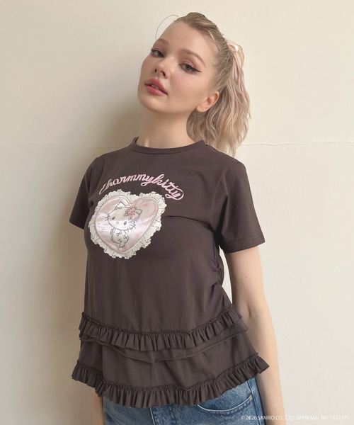 MORE self LOVE(モアセルフラブ)の「【CHARMMY KITTY】HEART TEE(Tシャツ/カットソー・レディース・ブラック/オフホワイト・FREE)」の17枚目の写真