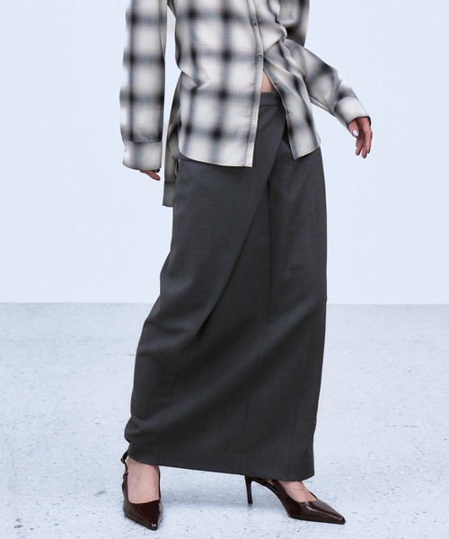 THINGS THAT MATTER(シングス ザット マター)の「ASYMMETRIC WRAP SKIRT / アシンメトリーラップスカート(スカート・レディース・グレー/ネイビー/サックスブルー・2/1)」の18枚目の写真