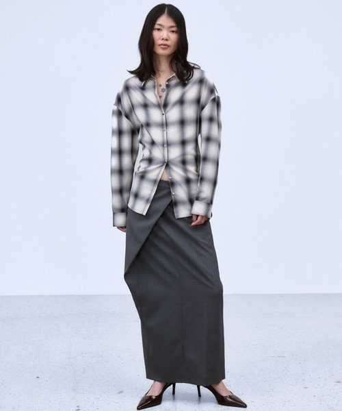 THINGS THAT MATTER(シングス ザット マター)の「ASYMMETRIC WRAP SKIRT / アシンメトリーラップスカート(スカート・レディース・グレー/ネイビー/サックスブルー・2/1)」の22枚目の写真