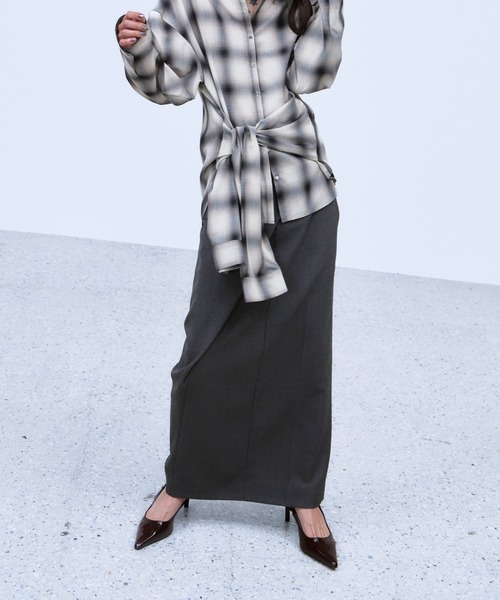 THINGS THAT MATTER(シングス ザット マター)の「ASYMMETRIC WRAP SKIRT / アシンメトリーラップスカート(スカート・レディース・グレー/ネイビー/サックスブルー・2/1)」の21枚目の写真