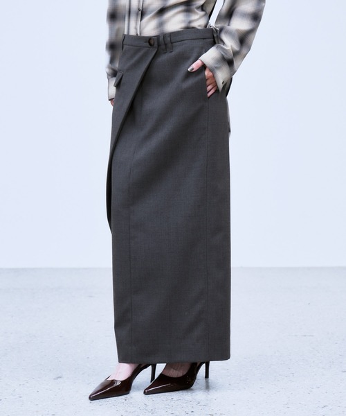 THINGS THAT MATTER(シングス ザット マター)の「ASYMMETRIC WRAP SKIRT / アシンメトリーラップスカート(スカート・レディース・グレー/ネイビー/サックスブルー・2/1)」の16枚目の写真
