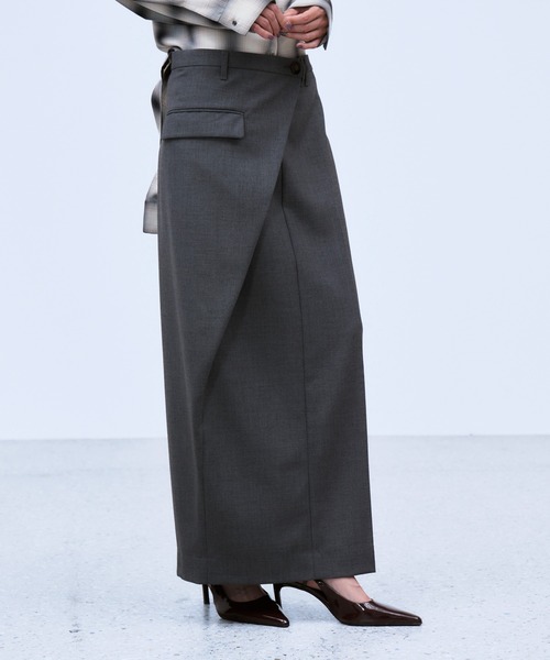 THINGS THAT MATTER(シングス ザット マター)の「ASYMMETRIC WRAP SKIRT / アシンメトリーラップスカート(スカート・レディース・グレー/ネイビー/サックスブルー・2/1)」の17枚目の写真