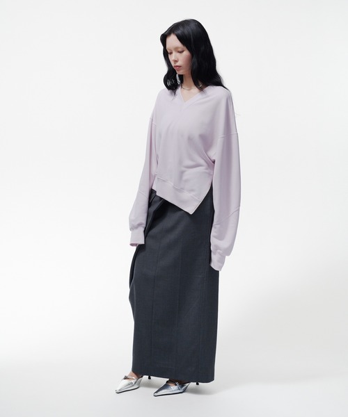 THINGS THAT MATTER(シングス ザット マター)の「ASYMMETRIC WRAP SKIRT / アシンメトリーラップスカート(スカート・レディース・グレー/ネイビー/サックスブルー・2/1)」の4枚目の写真