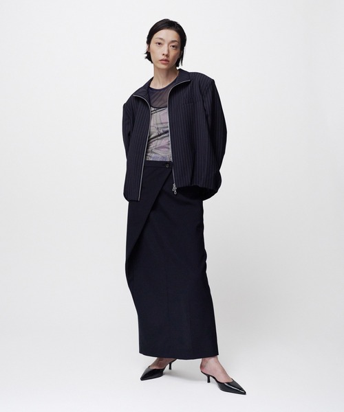 THINGS THAT MATTER(シングス ザット マター)の「ASYMMETRIC WRAP SKIRT / アシンメトリーラップスカート(スカート・レディース・グレー/ネイビー/サックスブルー・2/1)」の8枚目の写真