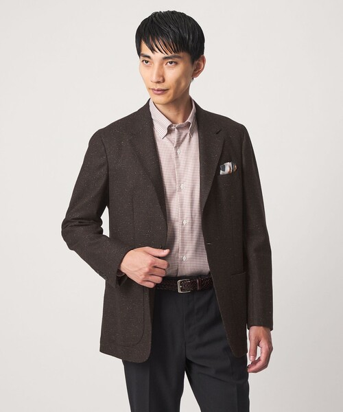 green label relaxing(グリーンレーベルリラクシング)の「GUABELLO ネップ ドビー 2B RG ジャケット(テーラードジャケット・メンズ・ネイビー/ダークブラウン・L/S/XL/M)」の1枚目の写真