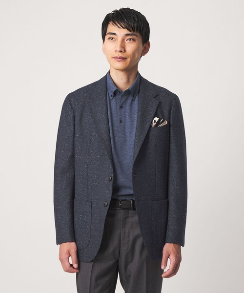 green label relaxing(グリーンレーベルリラクシング)の「GUABELLO ネップ ドビー 2B RG ジャケット(テーラードジャケット・メンズ・ネイビー/ダークブラウン・L/S/XL/M)」の4枚目の写真