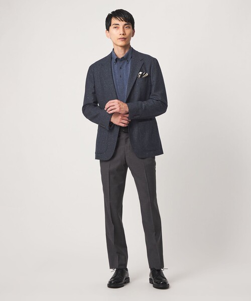 green label relaxing(グリーンレーベルリラクシング)の「GUABELLO ネップ ドビー 2B RG ジャケット(テーラードジャケット・メンズ・ネイビー/ダークブラウン・L/S/XL/M)」の5枚目の写真