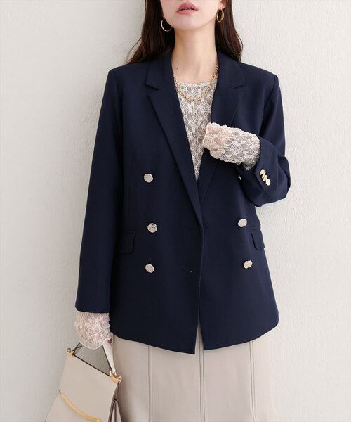 natural couture(ナチュラルクチュール)の「べこべこ金釦テーラージャケット(テーラードジャケット・レディース・ブラウン/ベージュ/ネイビー/その他1・FREE)」の14枚目の写真