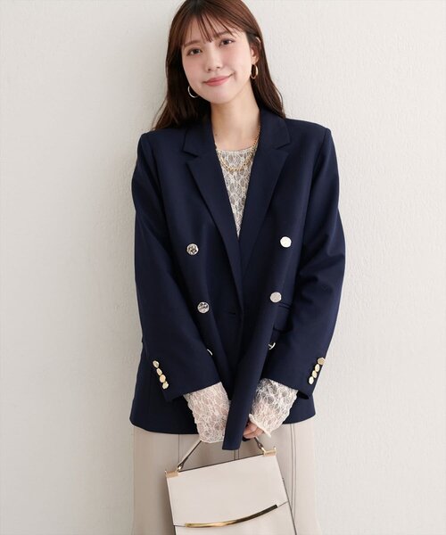 natural couture(ナチュラルクチュール)の「べこべこ金釦テーラージャケット(テーラードジャケット・レディース・ブラウン/ベージュ/ネイビー/その他1・FREE)」の15枚目の写真