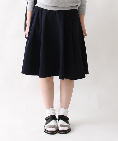 coen（コーエン）の「コットンツイルフレアスカート（スカート・レディース・オリーブ/ネイビー・LARGE/MEDIUM）」の2枚目の写真