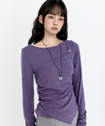 [SET] ワンショルダー スリーブレス レイヤードTシャツ パープル MDTS107PURPLE