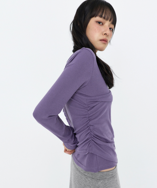 MONGDOL（モンドル）の「[SET] ワンショルダー スリーブレス レイヤードTシャツ パープル MDTS107PURPLE（Tシャツ/カットソー・レディース・その他・F）」の4枚目の写真