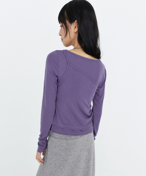 MONGDOL（モンドル）の「[SET] ワンショルダー スリーブレス レイヤードTシャツ パープル MDTS107PURPLE（Tシャツ/カットソー・レディース・その他・F）」の5枚目の写真