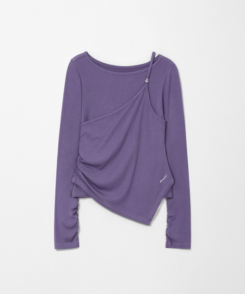 MONGDOL（モンドル）の「[SET] ワンショルダー スリーブレス レイヤードTシャツ パープル MDTS107PURPLE（Tシャツ/カットソー・レディース・その他・F）」の6枚目の写真