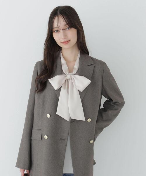 NATURAL BEAUTY BASIC（ナチュラルビューティーベーシック）の「リボンタイペプラムブラウス（シャツ/ブラウス・レディース・ベージュ/オフホワイト/ブルー・FREE）」の22枚目の写真