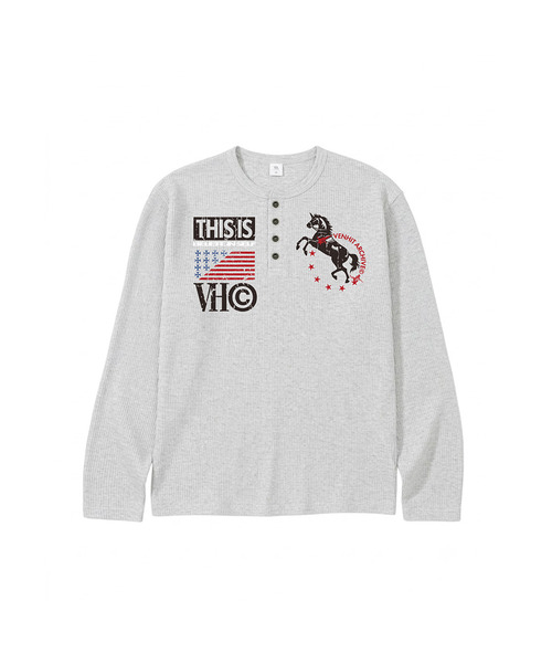 VENHIT(ベンヒット)の「VTA VINTAGE ワッフルヘンリーネックロングスリーブ(Tシャツ/カットソー・レディース・アイボリー/ブラウン/グレー・MEDIUM/LARGE)」の2枚目の写真