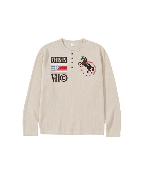 VENHIT(ベンヒット)の「VTA VINTAGE ワッフルヘンリーネックロングスリーブ(Tシャツ/カットソー・レディース・アイボリー/ブラウン/グレー・MEDIUM/LARGE)」の1枚目の写真