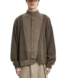 Double Layered Turtleneck Cardigan [BROWN]