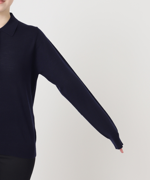 JOURNAL STANDARD(ジャーナルスタンダード)の「《WEB限定追加3》ウォッシャブルウール ポロシャツ(ニット/セーター・レディース・ネイビー・FREE)」の13枚目の写真