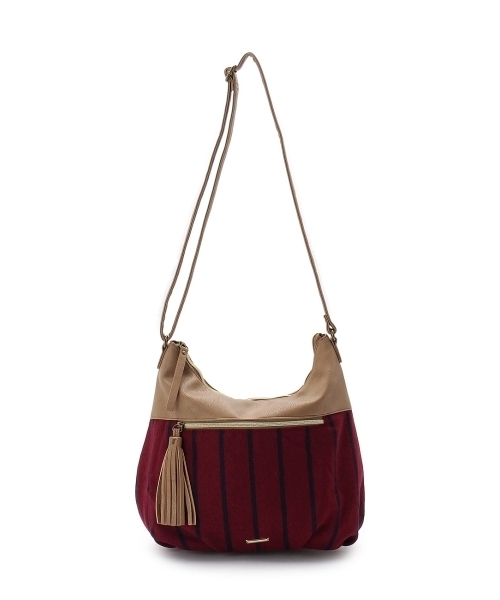 Hushush ハッシュアッシュ の タッセル付きストライプコンビショルダーバッグ ショルダーバッグ Wear