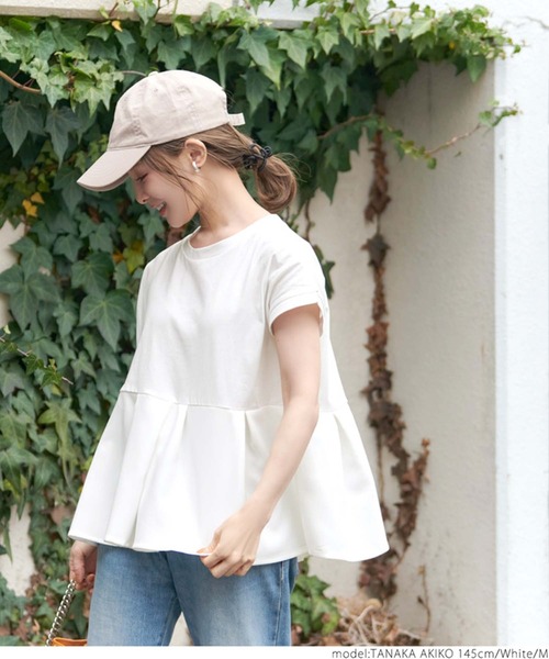 coca(coca)(コカ)の「【WEB限定セール】\新色登場/異素材切り替えフレンチスリーブフレアトップス(Tシャツ/カットソー・レディース・ホワイト/ブラック/ライトブルー/チャコール・L/M)」の19枚目の写真