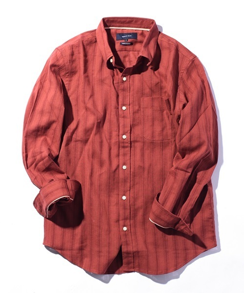 SHIPS JET BLUE（シップスジェットブルー）の「JB:DOBBY STRIPE WIRE SHIRT（シャツ/ブラウス・メンズ・レンガ/オリーブ/ネイビー・LARGE/MEDIUM/SMALL/X-LARGE）」の3枚目の写真