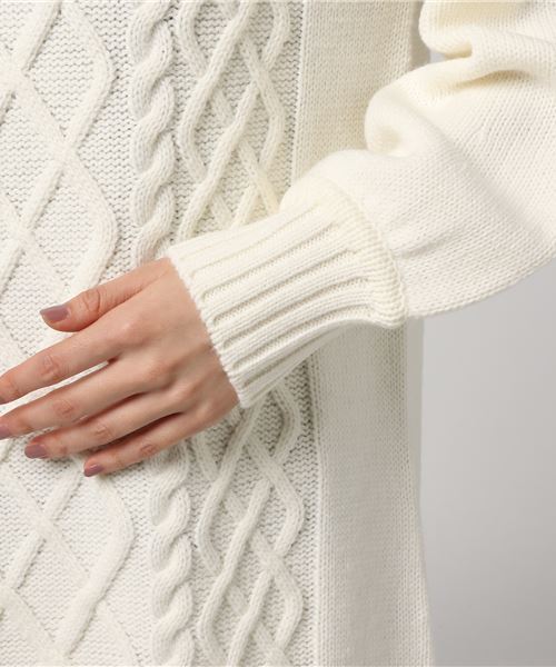 アランパターンレイヤード　ニット ワンピース　クレストブリッジブルーレーベル アランパターンレイヤードニット ワンピースクレストブリッジ