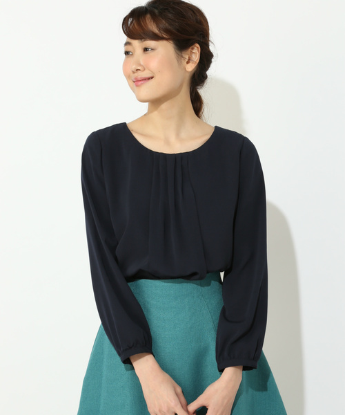 NATURAL BEAUTY BASIC（ナチュラルビューティーベーシック）の「〈ウォッシャブル〉フロントタックブラウス（シャツ/ブラウス・レディース・ピンク/ホワイト系その他/ネイビー/ホワイト・SMALL/MEDIUM/LARGE）」の3枚目の写真