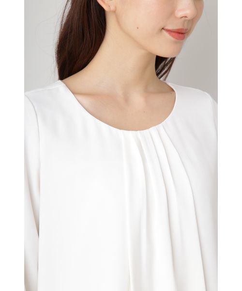 NATURAL BEAUTY BASIC（ナチュラルビューティーベーシック）の「〈ウォッシャブル〉フロントタックブラウス（シャツ/ブラウス・レディース・ピンク/ホワイト系その他/ネイビー/ホワイト・SMALL/MEDIUM/LARGE）」の7枚目の写真