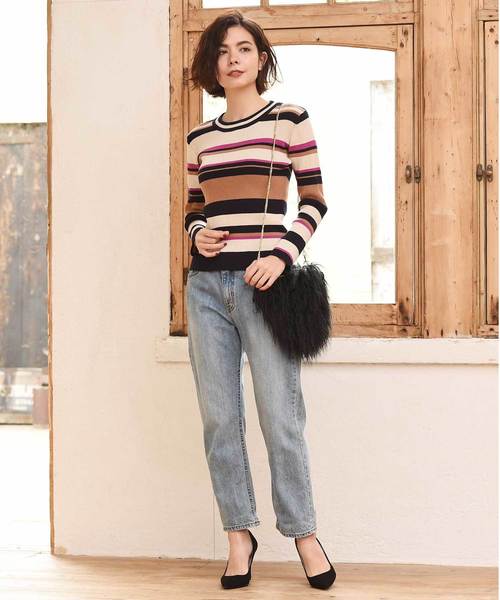 Luz Llena(ラズレナ)の「マルチボーダー柄リブニットトップス(ニット/セーター・レディース・イエロー/ピンク・MEDIUM)」の8枚目の写真