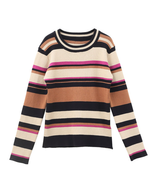 Luz Llena(ラズレナ)の「マルチボーダー柄リブニットトップス(ニット/セーター・レディース・イエロー/ピンク・MEDIUM)」の12枚目の写真