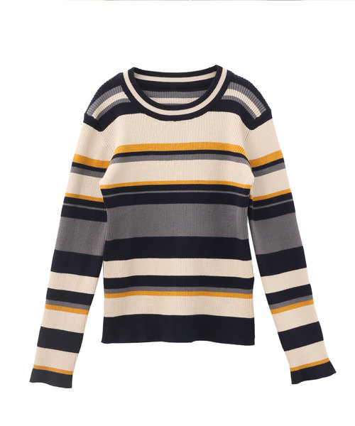 Luz Llena(ラズレナ)の「マルチボーダー柄リブニットトップス(ニット/セーター・レディース・イエロー/ピンク・MEDIUM)」の9枚目の写真