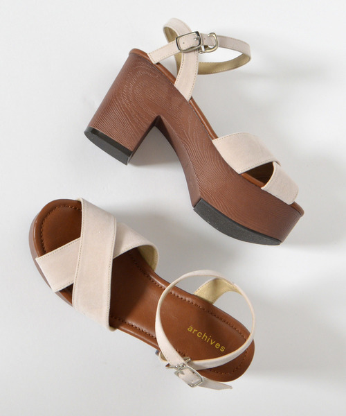 archives（アルシーヴ）の「クロスサンダル（サンダル・レディース・ブラック/ベージュ/ピンク系その他・MEDIUM/LARGE）」の3枚目の写真