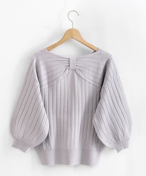 MAJESTIC LEGON（マジェスティックレゴン）の「後ろリボンVネックニット（ニット/セーター・レディース・ネイビー/ピンク/アイボリー/ラベンダー・MEDIUM）」の18枚目の写真