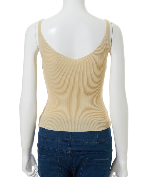 fifth（フィフス）の「Vネックリブニットキャミソール（キャミソール・レディース・グレー/ベージュ/ピンク/ブラック/ホワイト・MEDIUM）」の9枚目の写真