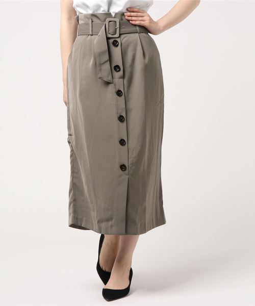 YECCA VECCA(イェッカヴェッカ)の「・ベルトナロースカート(スカート・レディース・ブラック/イエロー/カーキ/ネイビー・FREE)」の2枚目の写真