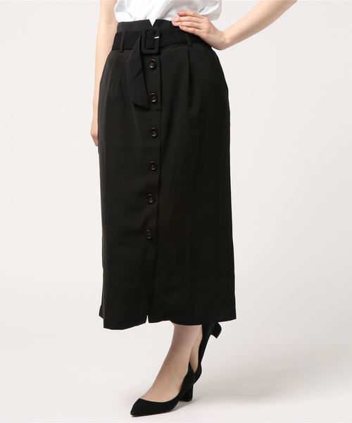 YECCA VECCA(イェッカヴェッカ)の「・ベルトナロースカート(スカート・レディース・ブラック/イエロー/カーキ/ネイビー・FREE)」の1枚目の写真